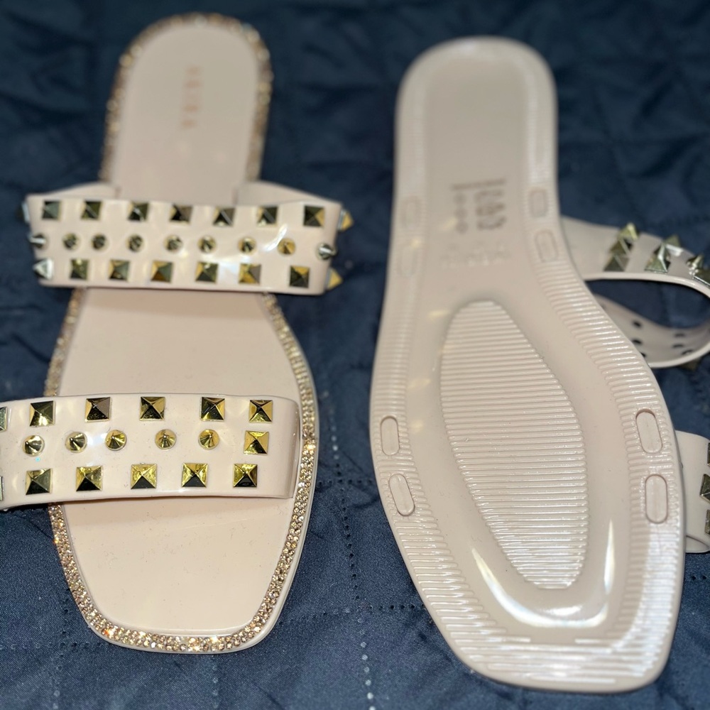 Tan sandals with studs